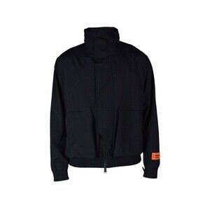 Heron Preston High-Collared Black Jacket With Integrated Hood - NWT